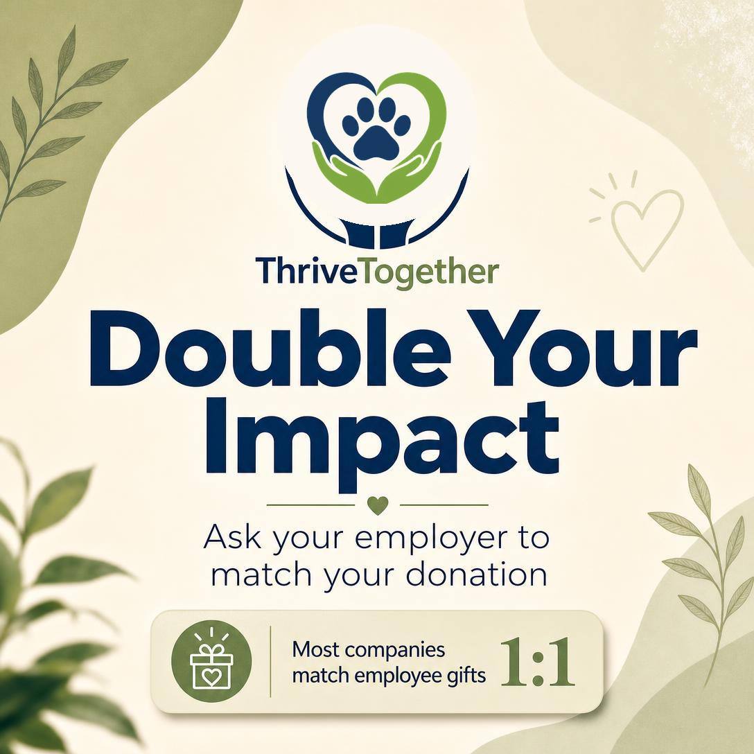Employer matching gifts graphic: Did you know your donation could go twice as far? Many employers match charitable gifts 1:1.